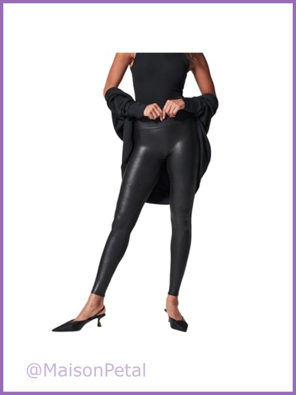 Faux Leather High Rise Skinny Leggings Seamless Compression Tall Fit